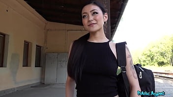 PublicAgent - Perfect Asian Japanese babe Rae Lil Black picked up outdoors in public and fucked on the platform during daytime ending with big cock creampie in her pussy